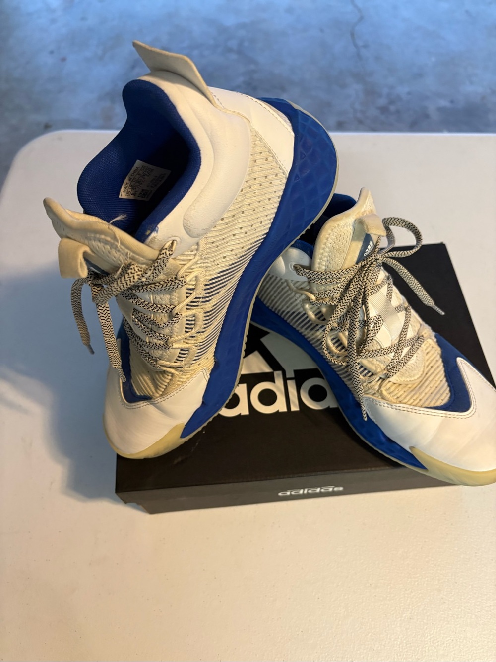 adidas Women's White and Royal Blue Training Sneakers Size 8